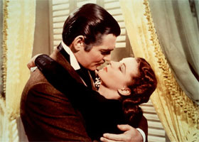 Кадр з фільму «Віднесені вітром» (Gone with the Wind) з Вів’єн Лі і Кларк Гейблом ( Vivien Leigh with Clark Gable)