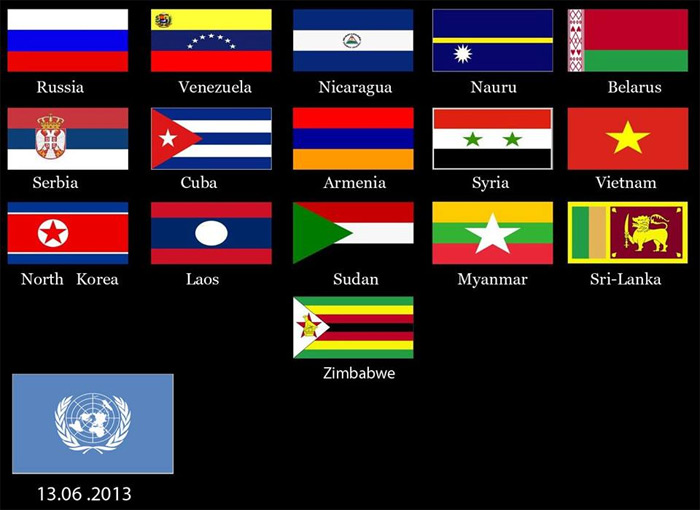 За резолюцію проголосували 62 країни, проти - 16 (на колажі)