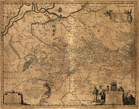 Мапа французького картографа Боплана 1648 року. Сучасна Росiя - це “Moskovie” (лiворуч), а Україна - це “Ukraina” Мапа французького картографа Боплана 1648 року. Сучасна Росiя - це “Moskovie” (лiворуч), а Україна - це “Ukraina”